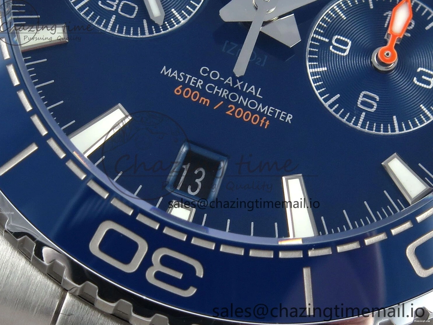 0501 Planet Ocean Master Chronometer 600M 45.5mm SS SCF 1:1 Best Edition Blue Bezel Blue Dial on SS Bracelet A9900 Super Clone Lightweight 7676